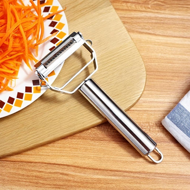 AnGeer Julienne Peeler, Stainless Steel Vegetable Peeler, Double-Sided Blade Vegetable Julienne Cutter and Fruit Slicer, Dual Blade Multifunction Potato Peeler - Image 3